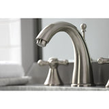 Naples Two-Handle 3-Hole Deck Mount Widespread Bathroom Faucet with Brass Pop-Up