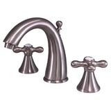 Naples Two-Handle 3-Hole Deck Mount Widespread Bathroom Faucet with Brass Pop-Up
