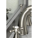 English Country Two-Handle 3-Hole Deck Mount Widespread Bathroom Faucet with Brass Pop-Up