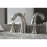 English Country Two-Handle 3-Hole Deck Mount Widespread Bathroom Faucet with Brass Pop-Up