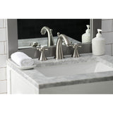 English Country Two-Handle 3-Hole Deck Mount Widespread Bathroom Faucet with Brass Pop-Up