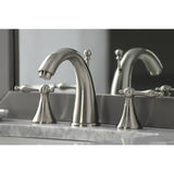 Naples Two-Handle 3-Hole Deck Mount Widespread Bathroom Faucet with Brass Pop-Up