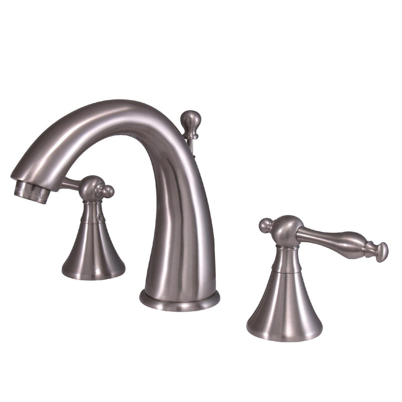 Naples Two-Handle 3-Hole Deck Mount Widespread Bathroom Faucet with Brass Pop-Up