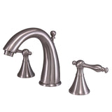 Naples Two-Handle 3-Hole Deck Mount Widespread Bathroom Faucet with Brass Pop-Up