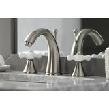 Naples Two-Handle 3-Hole Deck Mount Widespread Bathroom Faucet with Brass Pop-Up