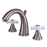 Naples Two-Handle 3-Hole Deck Mount Widespread Bathroom Faucet with Brass Pop-Up