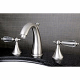 Wilshire Two-Handle 3-Hole Deck Mount Widespread Bathroom Faucet with Brass Pop-Up Drain
