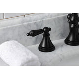 Governor Two-Handle 3-Hole Deck Mount Widespread Bathroom Faucet with Brass Pop-Up