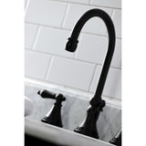 Governor Two-Handle 3-Hole Deck Mount Widespread Bathroom Faucet with Brass Pop-Up