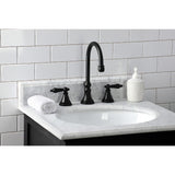 Governor Two-Handle 3-Hole Deck Mount Widespread Bathroom Faucet with Brass Pop-Up