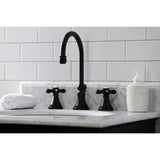 Governor Two-Handle 3-Hole Deck Mount Widespread Bathroom Faucet with Brass Pop-Up