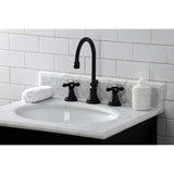 Governor Two-Handle 3-Hole Deck Mount Widespread Bathroom Faucet with Brass Pop-Up