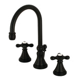 Governor Two-Handle 3-Hole Deck Mount Widespread Bathroom Faucet with Brass Pop-Up