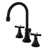 Essex Two-Handle 3-Hole Deck Mount Widespread Bathroom Faucet with Brass Pop-Up