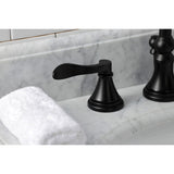 NuFrench Two-Handle 3-Hole Deck Mount Widespread Bathroom Faucet with Brass Pop-Up