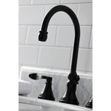NuFrench Two-Handle 3-Hole Deck Mount Widespread Bathroom Faucet with Brass Pop-Up
