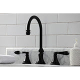 NuFrench Two-Handle 3-Hole Deck Mount Widespread Bathroom Faucet with Brass Pop-Up