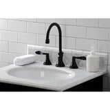 NuFrench Two-Handle 3-Hole Deck Mount Widespread Bathroom Faucet with Brass Pop-Up
