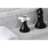 Governor Two-Handle 3-Hole Deck Mount Widespread Bathroom Faucet with Brass Pop-Up