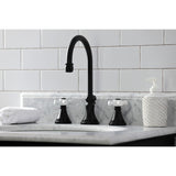 Governor Two-Handle 3-Hole Deck Mount Widespread Bathroom Faucet with Brass Pop-Up