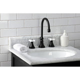 Governor Two-Handle 3-Hole Deck Mount Widespread Bathroom Faucet with Brass Pop-Up