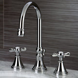 Essex Two-Handle 3-Hole Deck Mount Widespread Bathroom Faucet with Brass Pop-Up