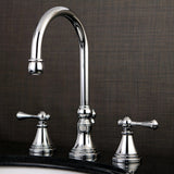 Governor Two-Handle 3-Hole Deck Mount Widespread Bathroom Faucet with Brass Pop-Up