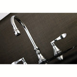 NuFrench Two-Handle 3-Hole Deck Mount Widespread Bathroom Faucet with Brass Pop-Up
