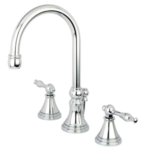 Governor Two-Handle 3-Hole Deck Mount Widespread Bathroom Faucet with Brass Pop-Up