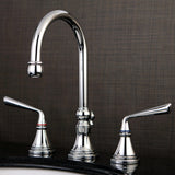 Silver Sage Two-Handle 3-Hole Deck Mount Widespread Bathroom Faucet with Brass Pop-Up
