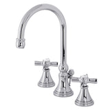 Millennium Two-Handle 3-Hole Deck Mount Widespread Bathroom Faucet with Brass Pop-Up