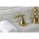 Governor Two-Handle 3-Hole Deck Mount Widespread Bathroom Faucet with Brass Pop-Up