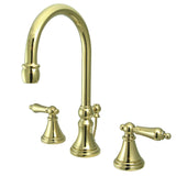 Governor Two-Handle 3-Hole Deck Mount Widespread Bathroom Faucet with Brass Pop-Up