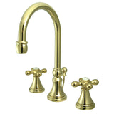 Governor Two-Handle 3-Hole Deck Mount Widespread Bathroom Faucet with Brass Pop-Up