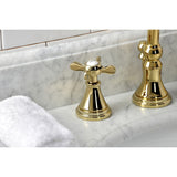Essex Two-Handle 3-Hole Deck Mount Widespread Bathroom Faucet with Brass Pop-Up