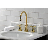 Essex Two-Handle 3-Hole Deck Mount Widespread Bathroom Faucet with Brass Pop-Up
