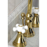 Governor Two-Handle 3-Hole Deck Mount Widespread Bathroom Faucet with Brass Pop-Up