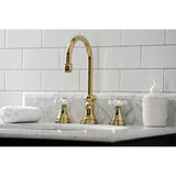 Governor Two-Handle 3-Hole Deck Mount Widespread Bathroom Faucet with Brass Pop-Up