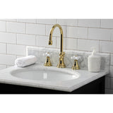 Governor Two-Handle 3-Hole Deck Mount Widespread Bathroom Faucet with Brass Pop-Up