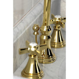 Millennium Two-Handle 3-Hole Deck Mount Widespread Bathroom Faucet with Brass Pop-Up