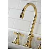 Millennium Two-Handle 3-Hole Deck Mount Widespread Bathroom Faucet with Brass Pop-Up