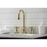 Millennium Two-Handle 3-Hole Deck Mount Widespread Bathroom Faucet with Brass Pop-Up