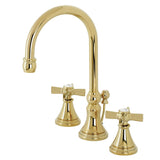 Millennium Two-Handle 3-Hole Deck Mount Widespread Bathroom Faucet with Brass Pop-Up