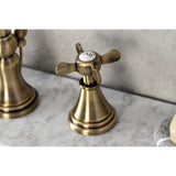 Essex Two-Handle 3-Hole Deck Mount Widespread Bathroom Faucet with Brass Pop-Up