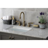 NuFrench Two-Handle 3-Hole Deck Mount Widespread Bathroom Faucet with Brass Pop-Up