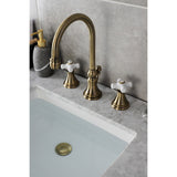 Governor Two-Handle 3-Hole Deck Mount Widespread Bathroom Faucet with Brass Pop-Up