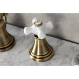 Governor Two-Handle 3-Hole Deck Mount Widespread Bathroom Faucet with Brass Pop-Up