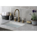 Governor Two-Handle 3-Hole Deck Mount Widespread Bathroom Faucet with Brass Pop-Up