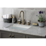 Governor Two-Handle 3-Hole Deck Mount Widespread Bathroom Faucet with Brass Pop-Up