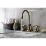 Millennium Two-Handle 3-Hole Deck Mount Widespread Bathroom Faucet with Brass Pop-Up